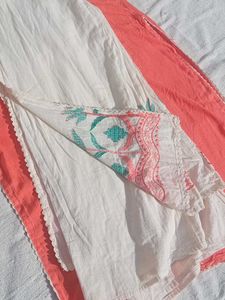 Peach Kurta Set with Embroided Plazzo