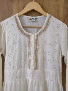 White Boho Embroidered Dress