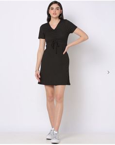 Black Ruched Mini Dress