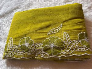 Elegant Embroidered Saree with work blouse piece