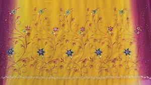 Embroidered Yellow &amp; Pink Sari