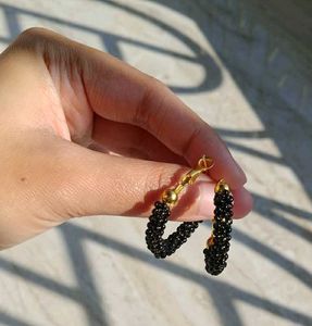 Black Bead Hoop