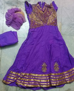 Purple Embroidered Anarkali Dress