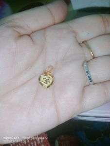 pure gold Om Heart Pendant, small size
