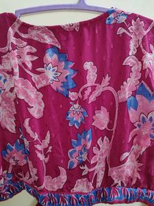Floral Print Prink Dress Waist Cut