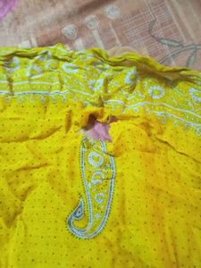 Yellow Bandhani Saree