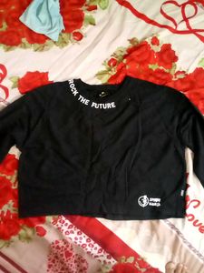 Rock the Future Black Cropped Sweatshirt