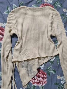 Asymmetrical Zudio Ribbed Butterfly Crop Top ✨️
