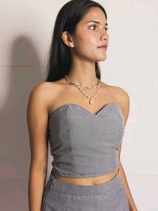 Checkered Tube Top &amp; Skirt Set