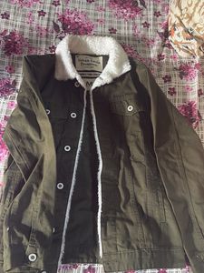 dark green denim jacket