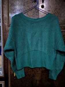 Teal Knit Cropped Sweater