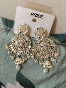 Statement Mirror & Pearl Jhumka Earrings