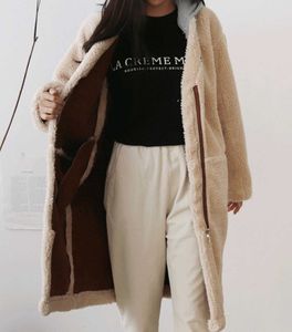 Beige Hooded Teddy Coat- Zipper missing