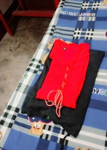 Red Kurti With Black Pant