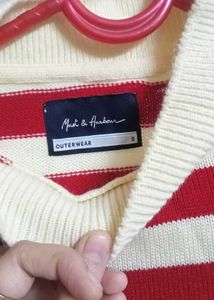 Mast &amp; Harbour Red Striped Acrylic Pullover