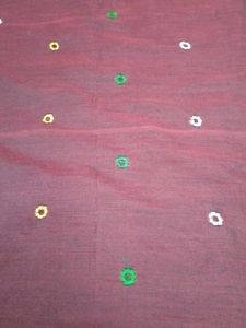 Meroon Khadi Cotton Embroidery Saree...