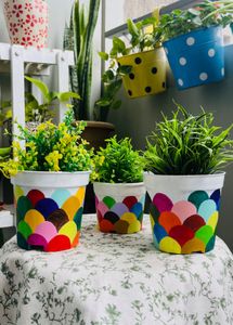 Colorful Painted Planter Pots - Set of 3