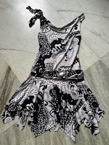 Black & White Paisley Print Mini Dress