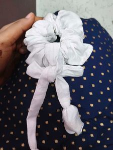 White Fabric Scrunchie