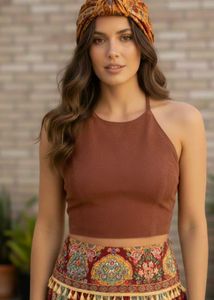 ✨Vintage Suede and Satin Halter Top✨