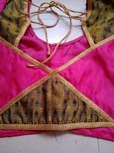 Stiched Pink Color Designer Blouse.