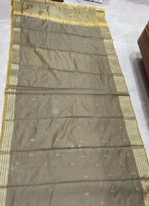 Olive Green &amp; Gold Saree- New