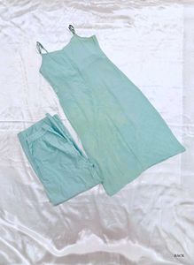 Sage Green Slip Dress &amp; Pants Set
