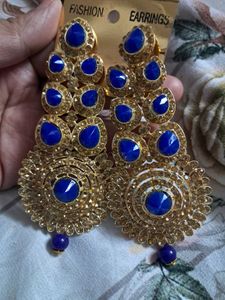 Fashion Earrings - Blue &amp; Gold