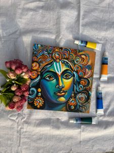 Abstract Krishna Painting On Canvas