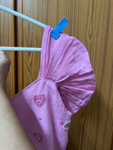 Pink Embroidered Cotton Dress - XL Size