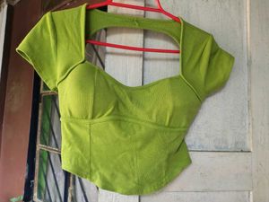 Green Padded Crop Top