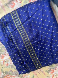 Blue Polka Dot Saree with Blouse