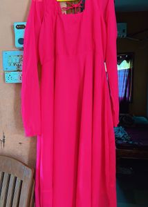 Pink soild plain anarkali