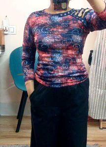 Patterned Long Sleeve Top