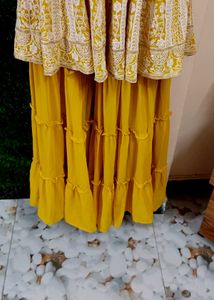 Yellow Embroidered Ruffle Dress
