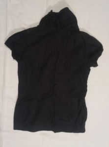 Elegant Black Short-Sleeve Button-Down Top