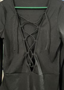 Black Lace-Up Bodysuit