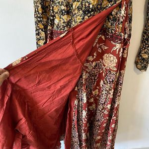 Free People Tilda Maxo Wrap Dress Deep V Neckline