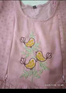 Cute Pink Bird Embroidered maternity