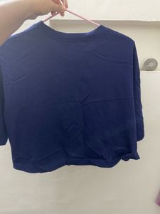 Navy Blue Zara Crop T-Shirt