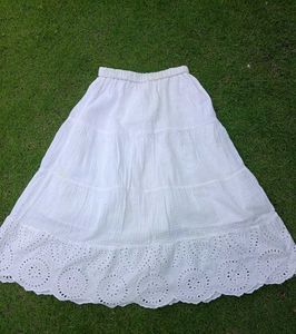 White Eyelet Tiered Skirt