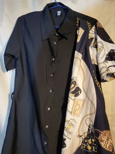 Unique Scarf-Accented Black Dress in small size