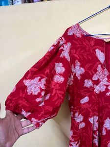 Red Floral Print Dress