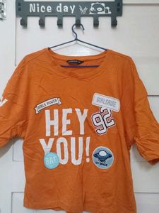 Trendy Orange Graphic T-Shirt