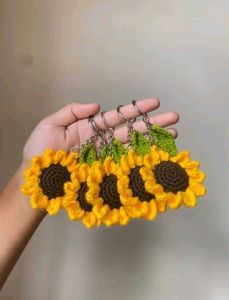 Crochet Sunflower Keychain