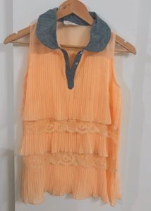 Vintage Peach Ruffle Top