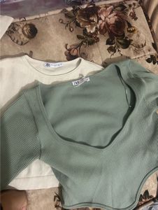 Set of 2 cropped Zara Knit Top