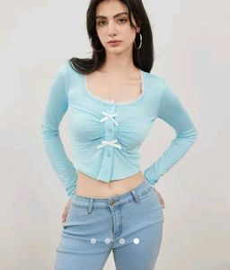 Cute Light Blue Crop Top