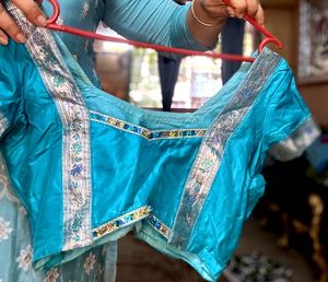 Banarsi Turquoise Blouse Embellished With Sequin