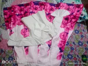 Pink N White Skirt With Top